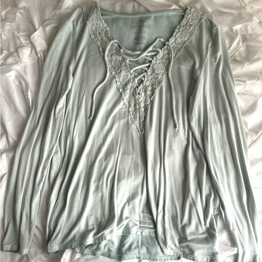 American Eagle Women’s Lace-Up V-Neck Top